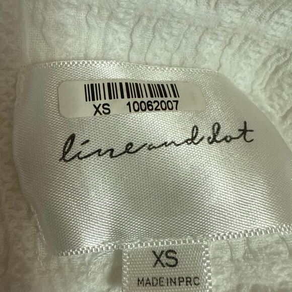 Line & Dot Fall For You White Long Puff Sleeve V-neck Button Crop Blouse Top XS - Picture 3 of 4